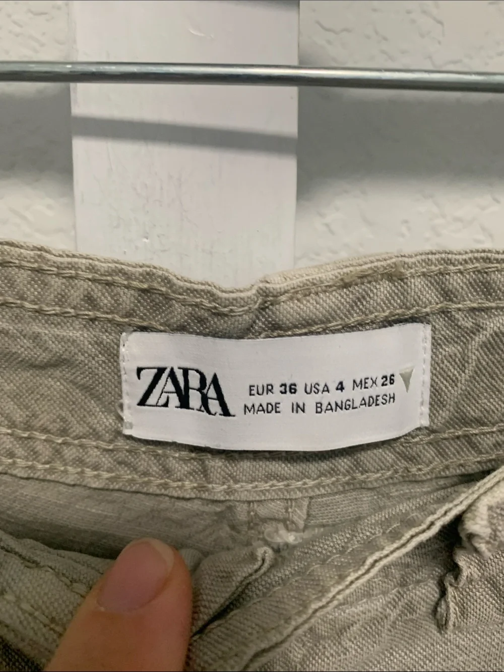 Zara Olive-Gray Linen Blend Cargo Pants with Multiple Pockets